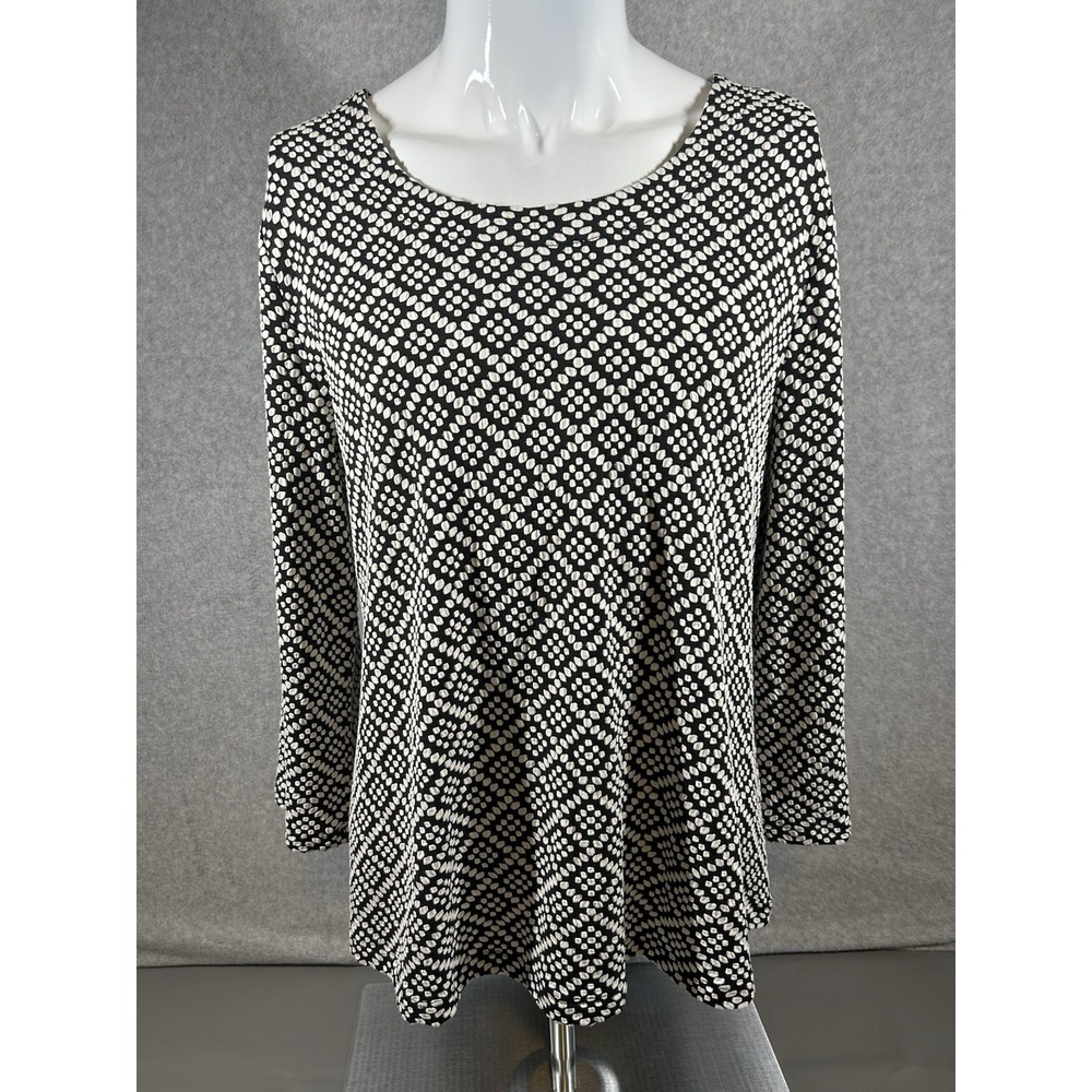 Habitat Clothes To Live In Top Ladies Sz Lg Ribbed Lagenlook Black/White NWT